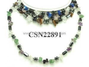 Semi precious Stone Hematite Beads Chain Choker Fashion Women Necklace